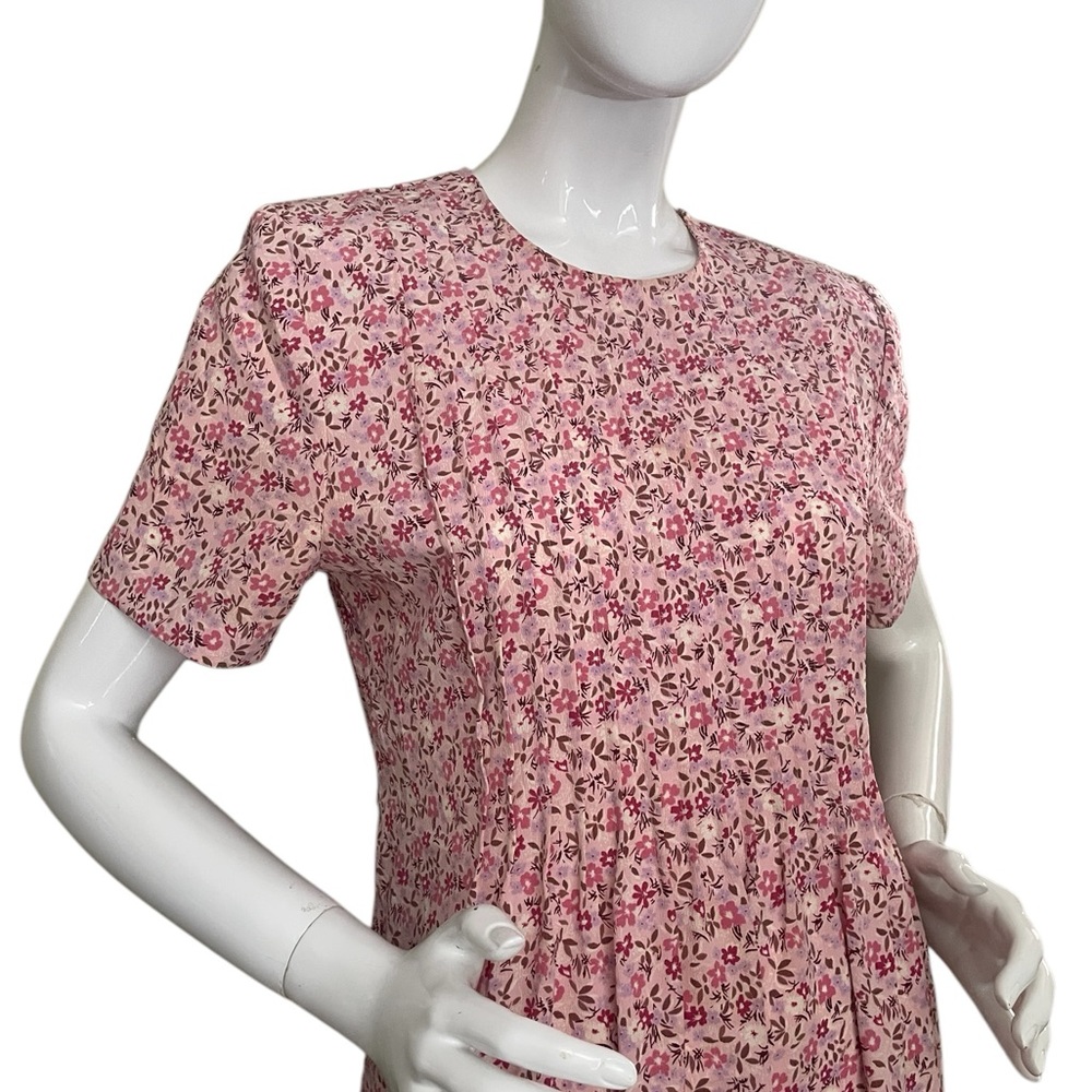 Vintage Miss Dorby Petites Floral Pink Midi Dress (10P)
